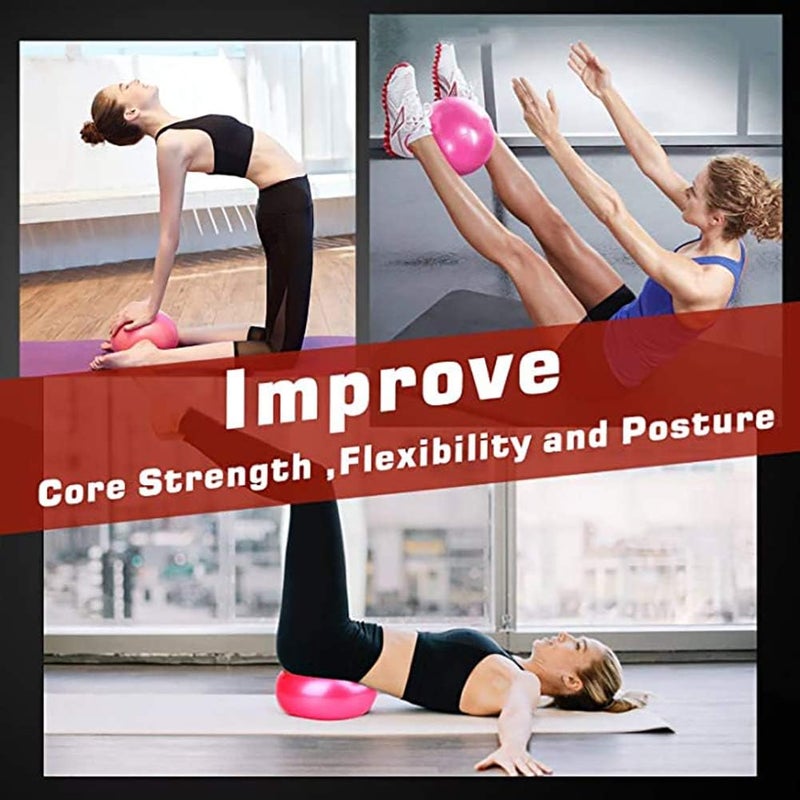 MOMPLUS 9 Inch Exercise Pilates Mini Yoga Balls Barre for Home Stability Squishy Training Physical Therapy Improves Balance with Inflatable Straw - Image 3